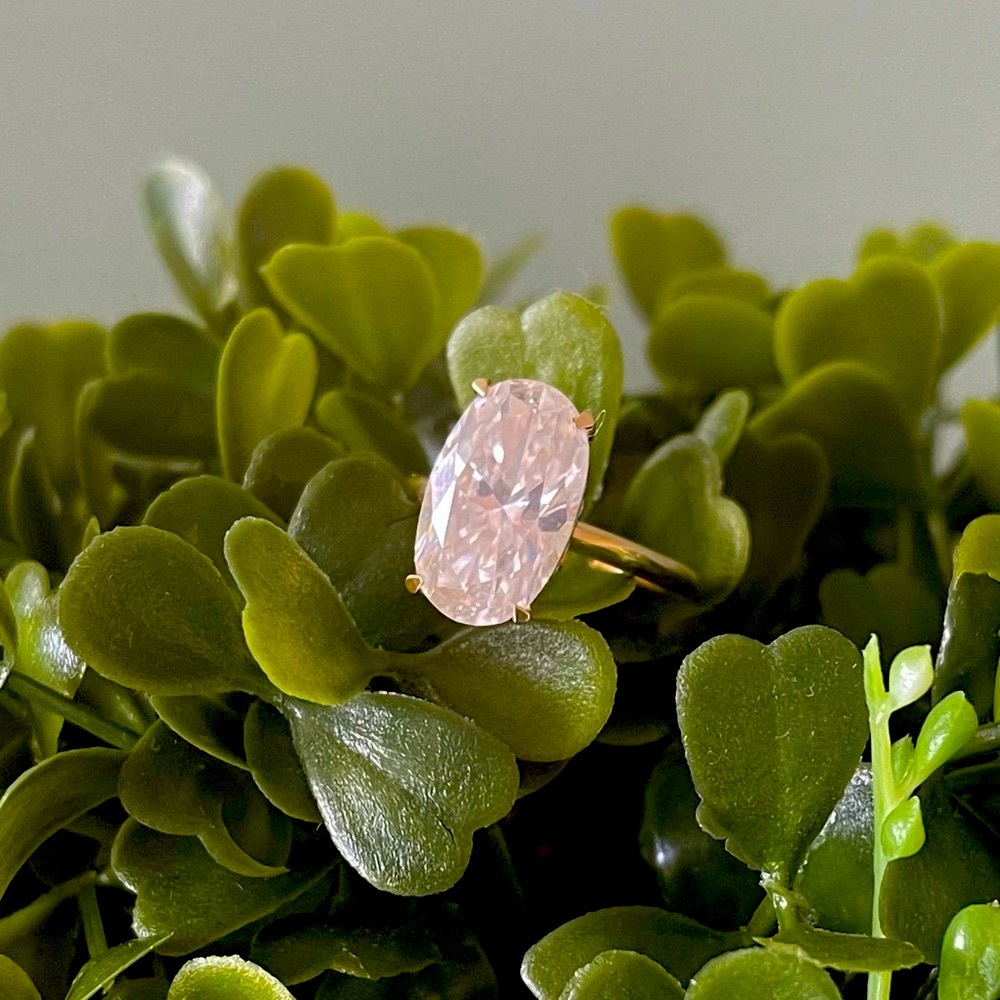 6 Carat Elongated Oval Moissanite Diamond Ring